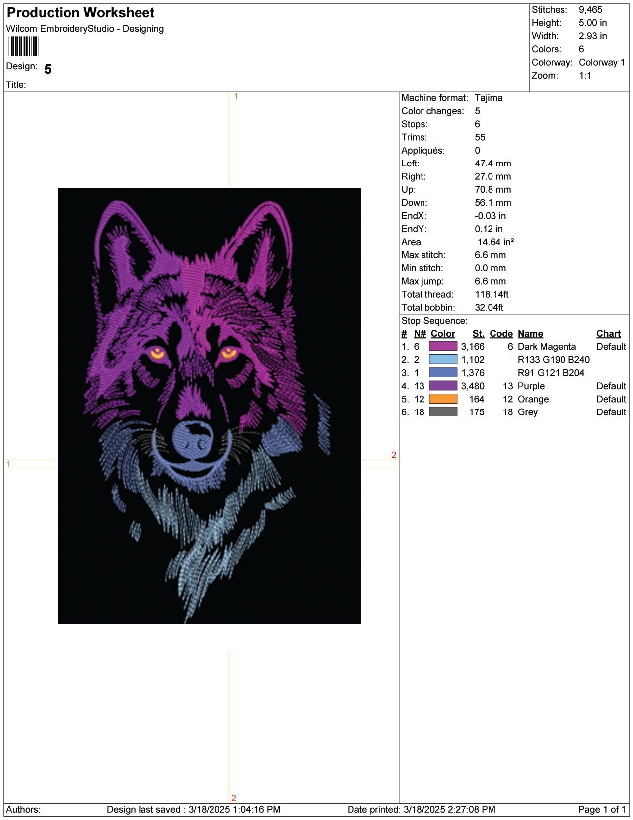 Wolf Spirit Embroidery Design Files - 9 Size's