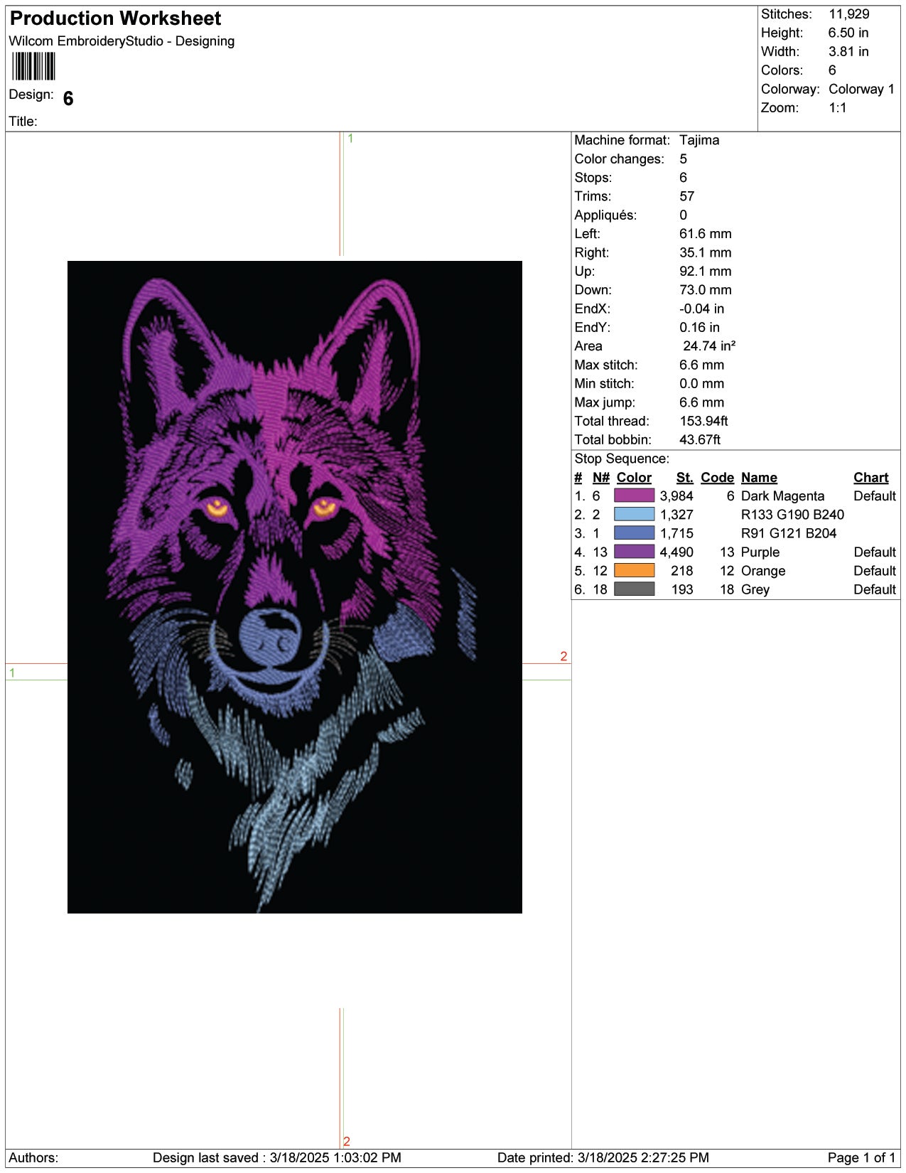 Wolf Spirit Embroidery Design Files - 9 Size's