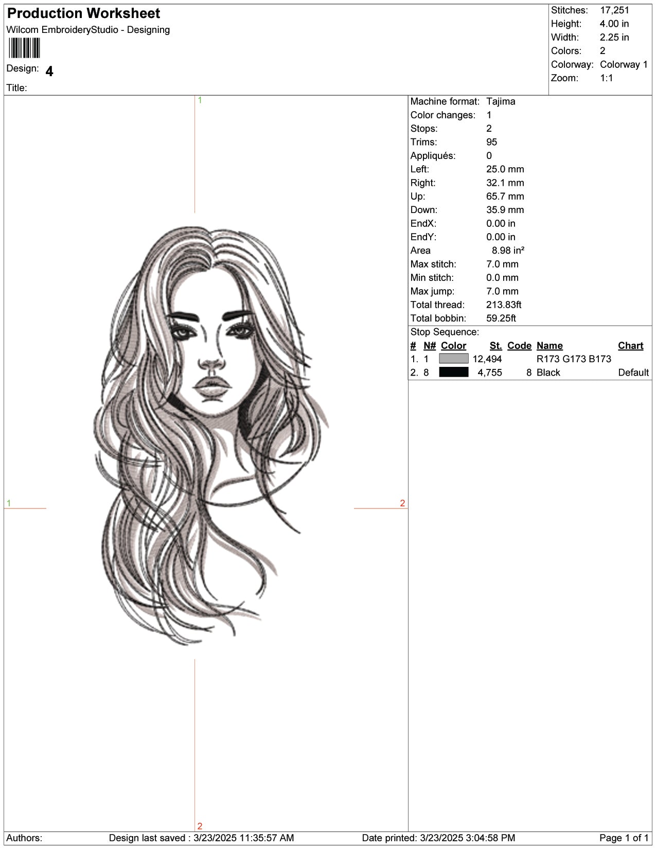 Woman with Flowing Hair Embroidery Design Files - 9 Size's
