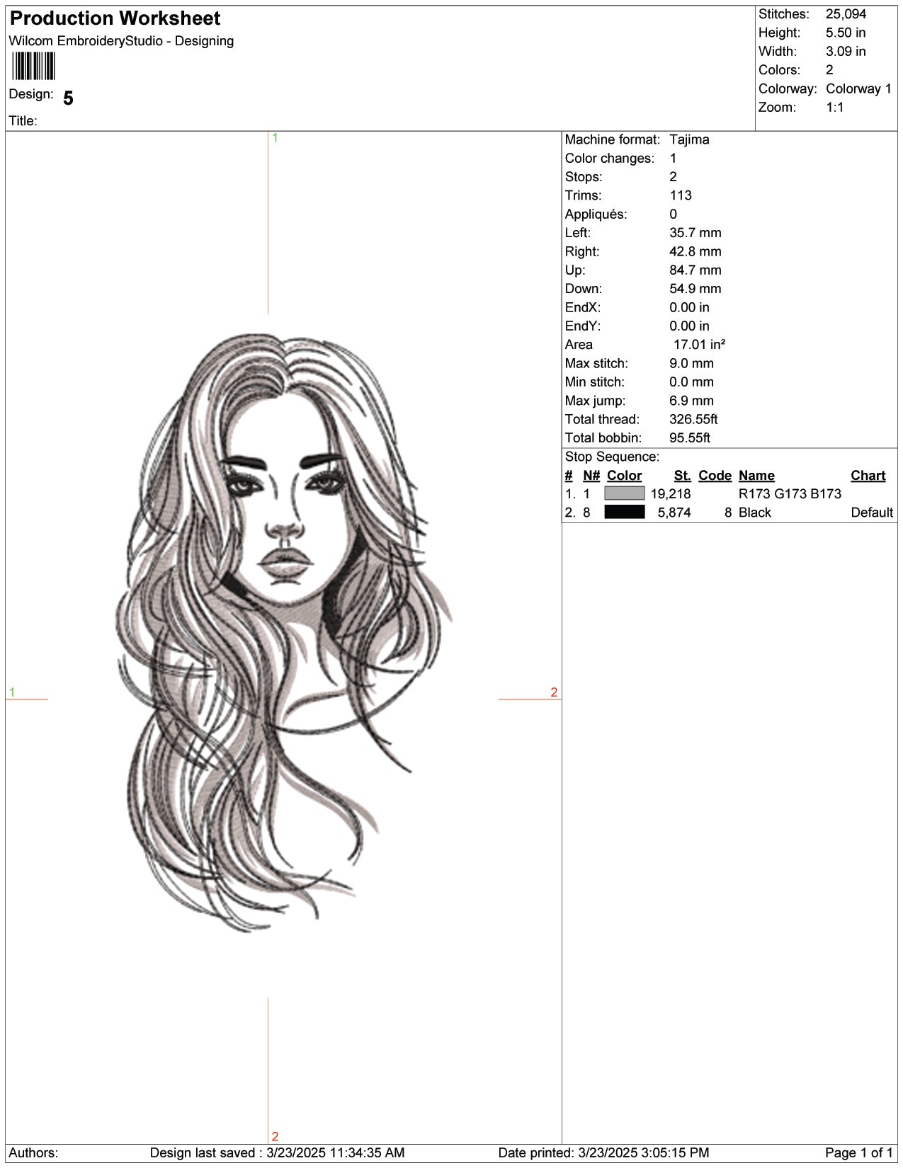 Woman with Flowing Hair Embroidery Design Files - 9 Size's