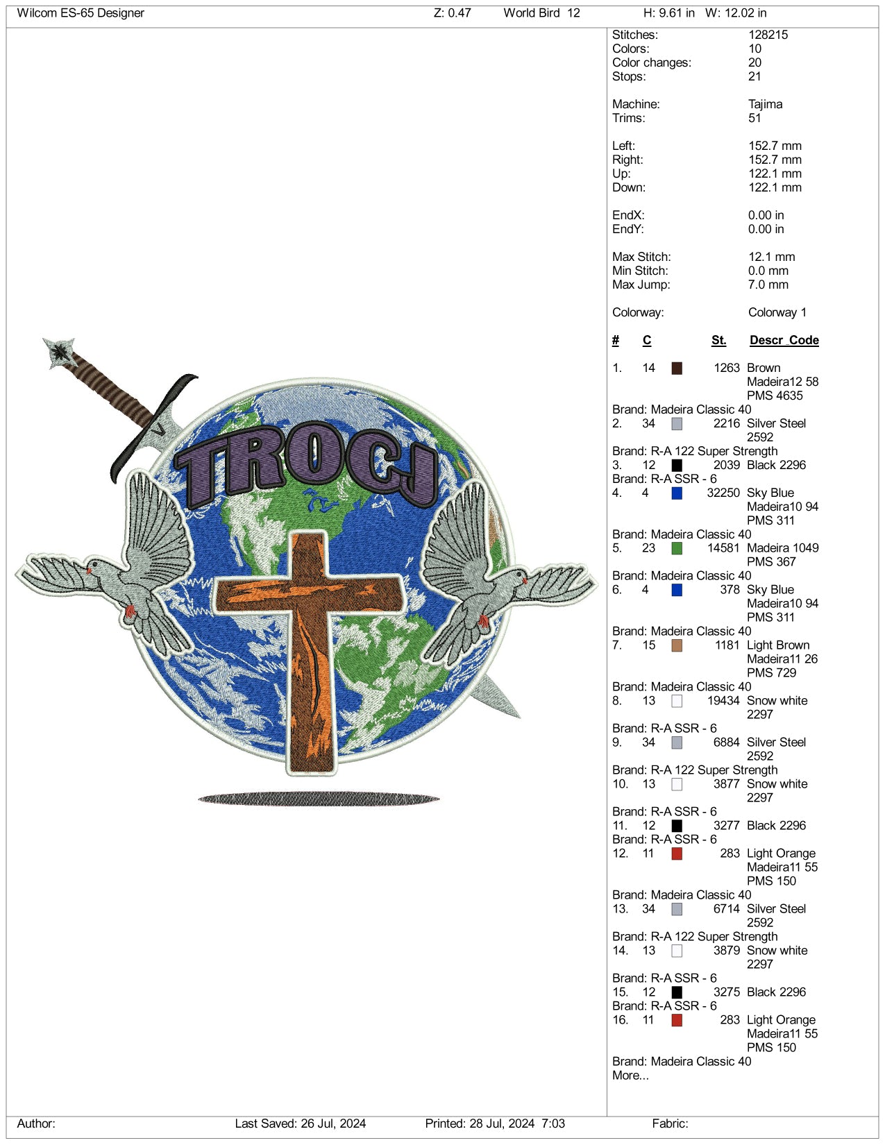 Archivos de bordado TROCJ World Birds - 3 tamaños