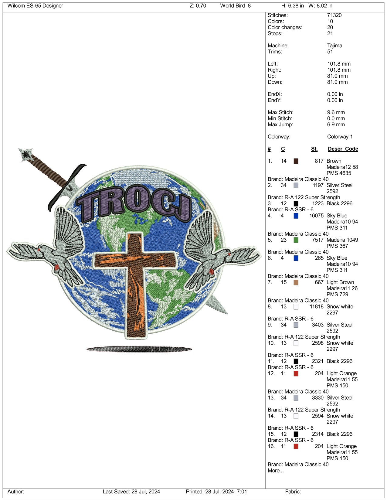 Archivos de bordado TROCJ World Birds - 3 tamaños