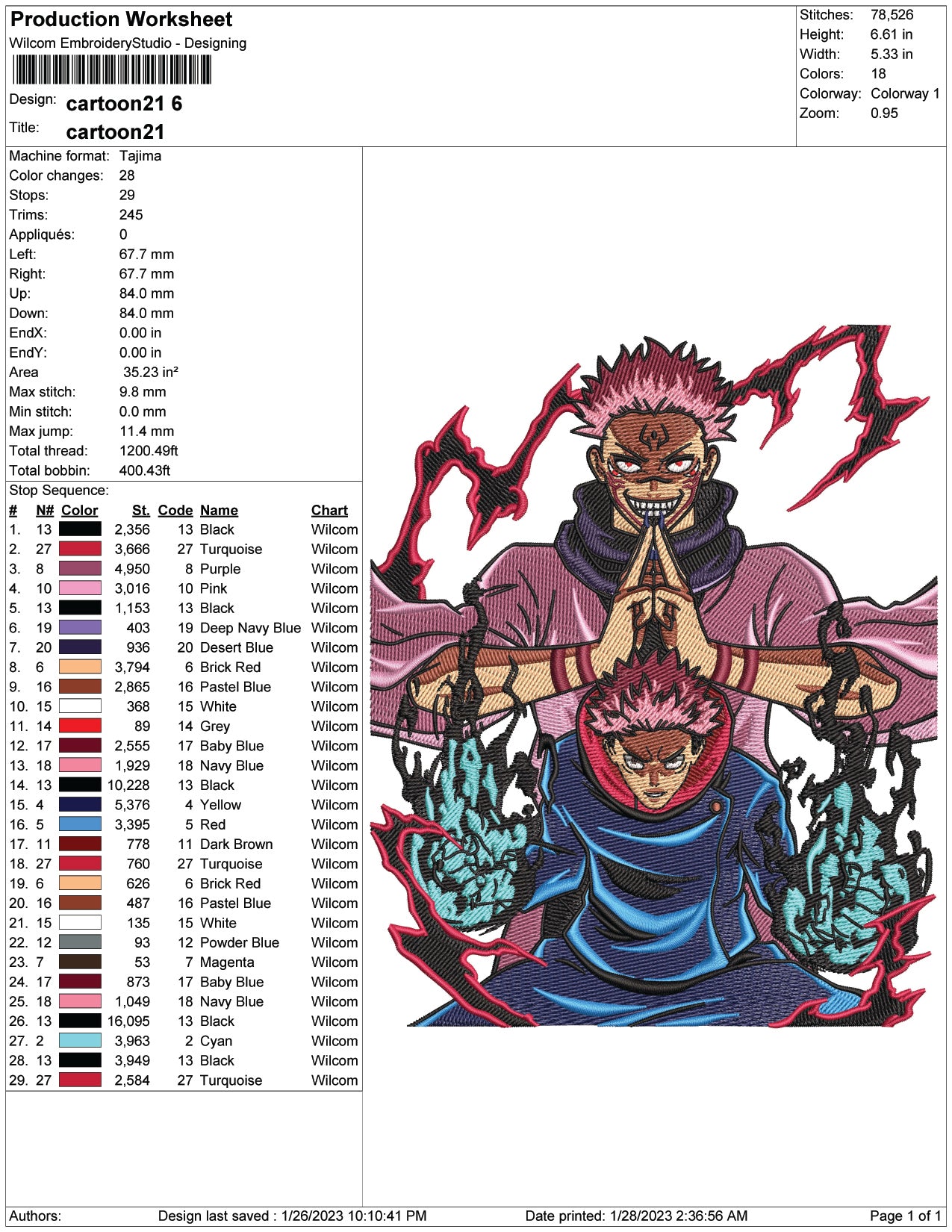 Sukuna and Yuji Embroidery Design Files - 3 Size's