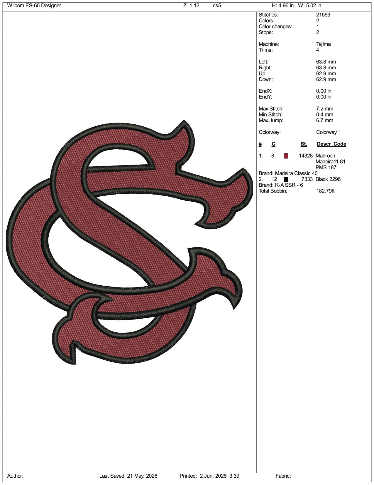 South Carolina Gamecocks Logo Embroidery Design Files - 3 Size's