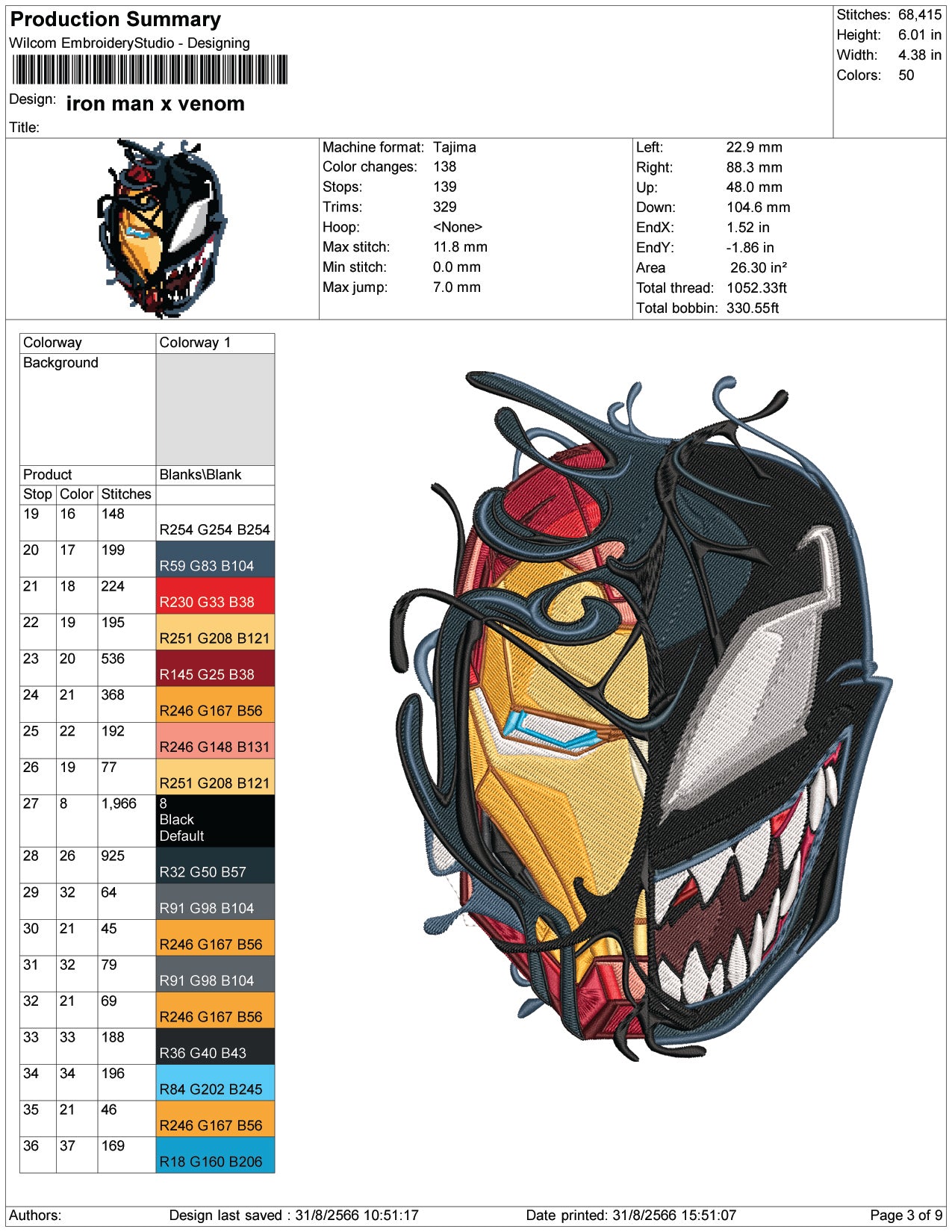 Iron Man x Venom Embroidery Design Files - 4 Size's