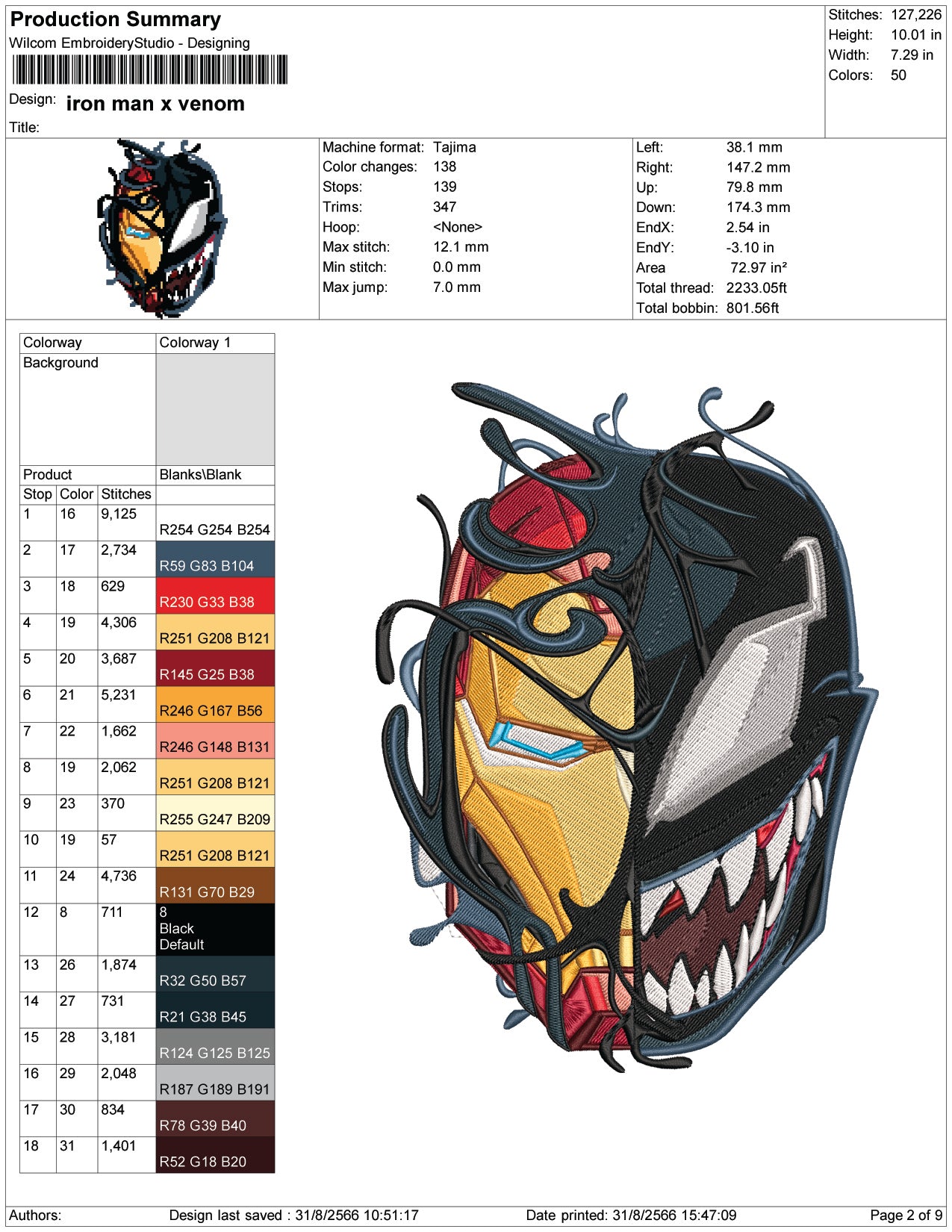 Iron Man x Venom Embroidery Design Files - 4 Size's