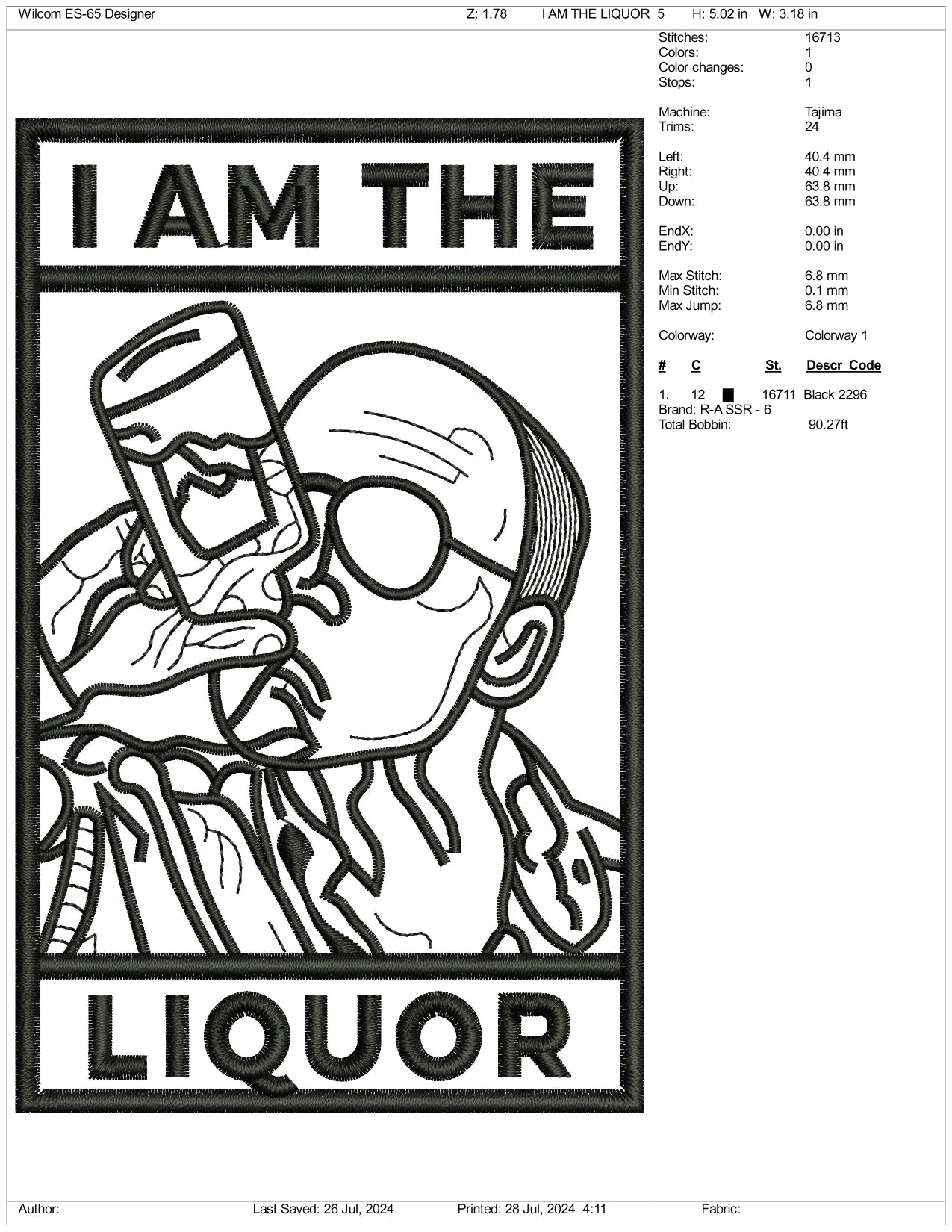 I AM The Liquor Embroidery Files - 3 Size's