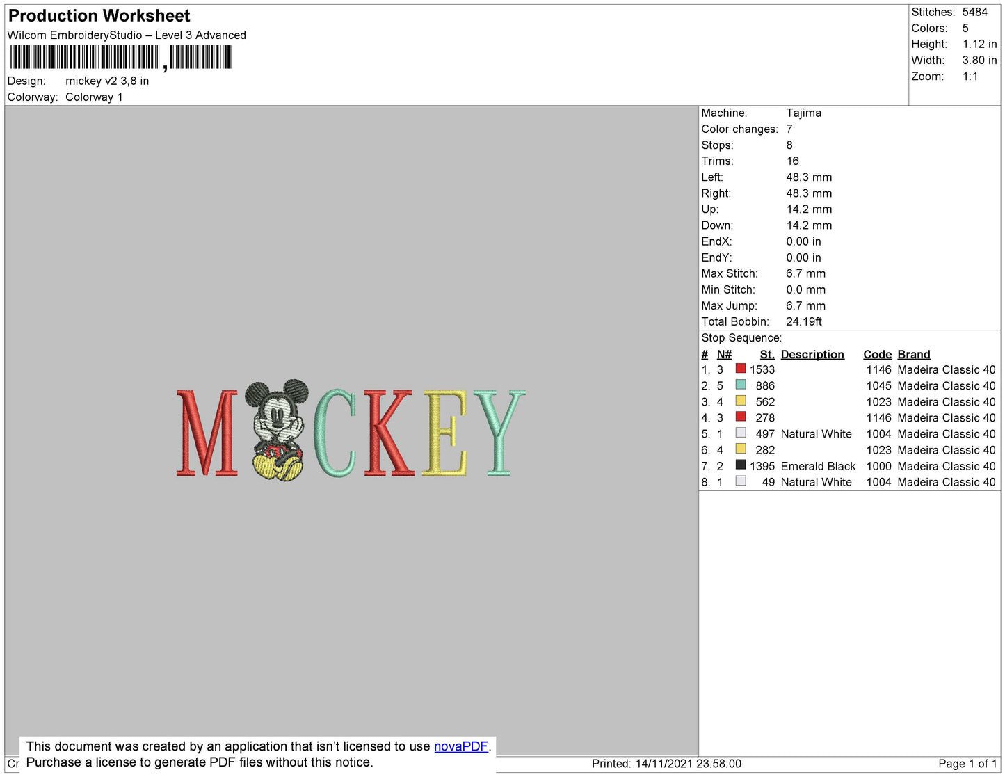 Mickey Mouse v4 Embroidery Design Files - 4 Size's