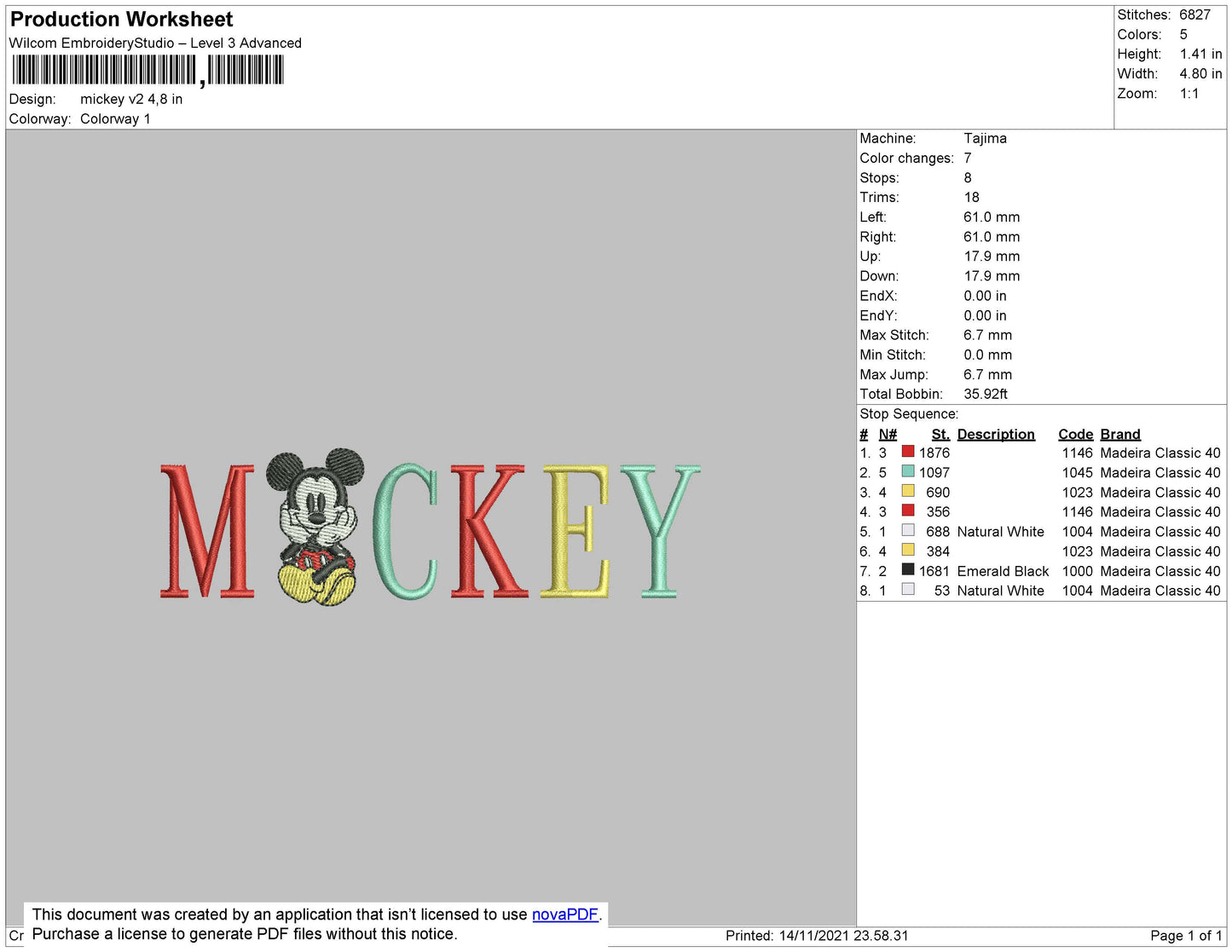 Mickey Mouse v4 Embroidery Design Files - 4 Size's