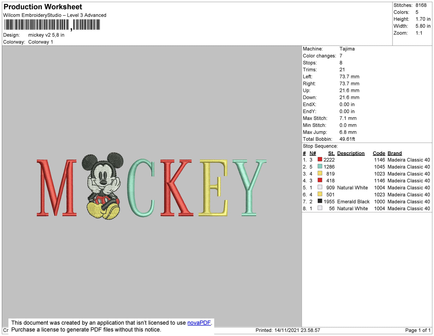 Mickey Mouse v4 Embroidery Design Files - 4 Size's