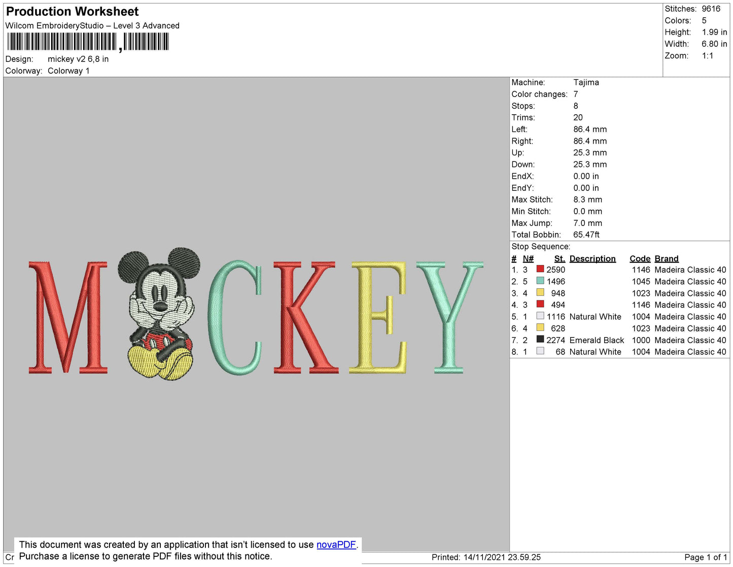 Mickey Mouse v4 Embroidery Design Files - 4 Size's
