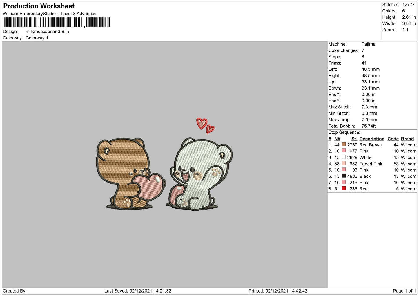 Milk Mocca Bear Embroidery Design Files - 4 Size's