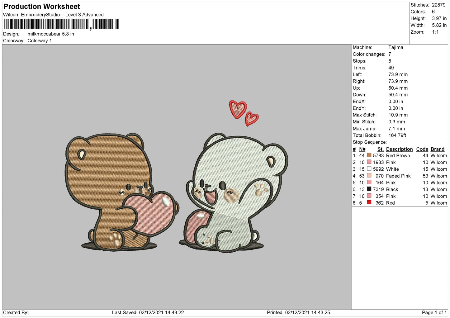 Milk Mocca Bear Embroidery Design Files - 4 Size's