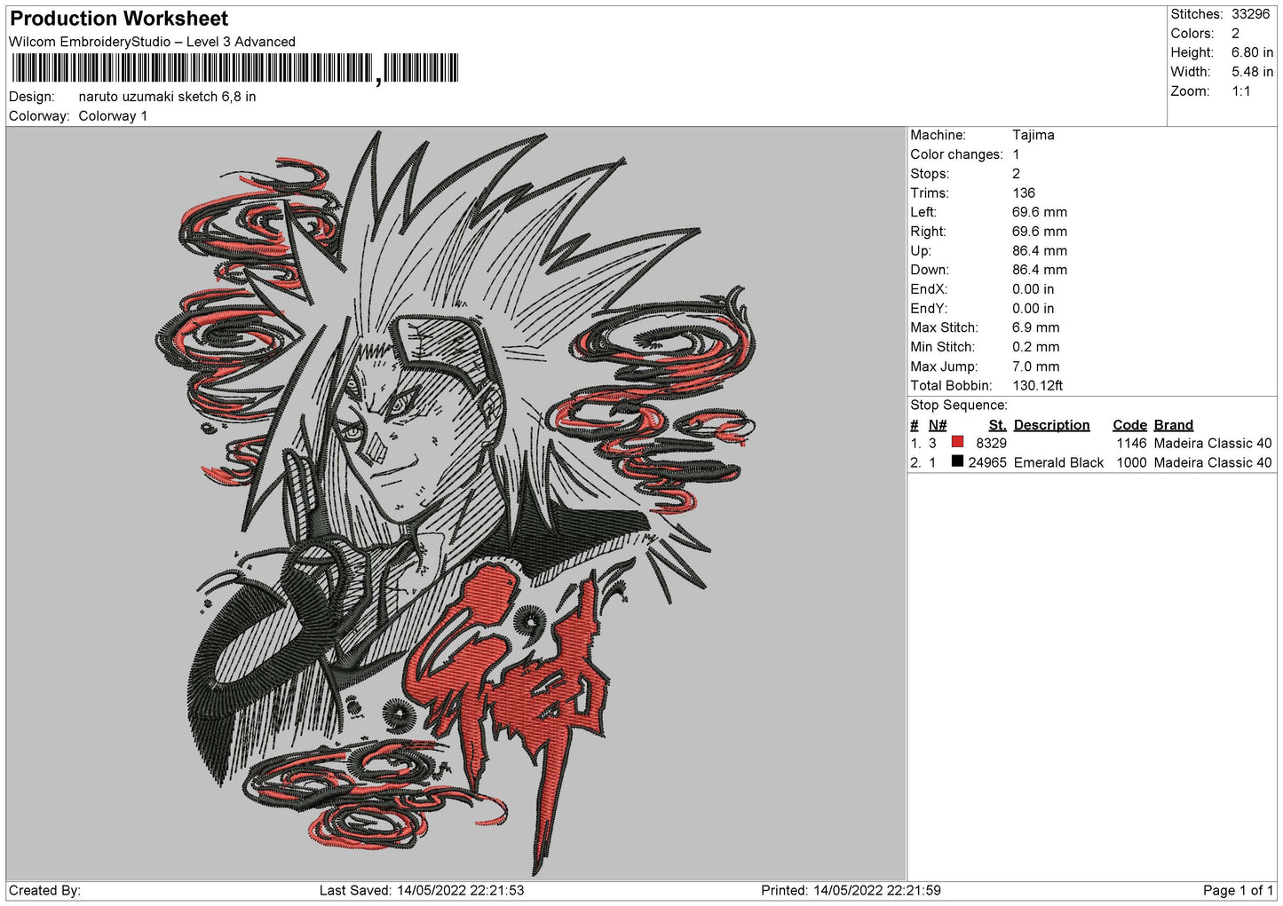 Naruto Uzumaki v7 Embroidery Design Files - 4 Sizes