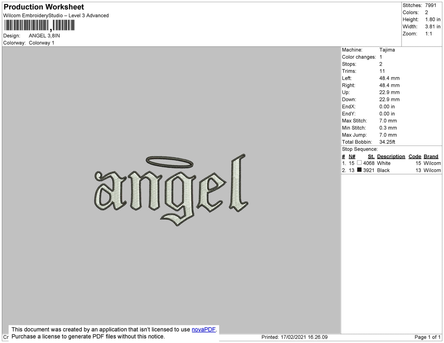 Angel v10 Embroidery Design Files - 4 Size's