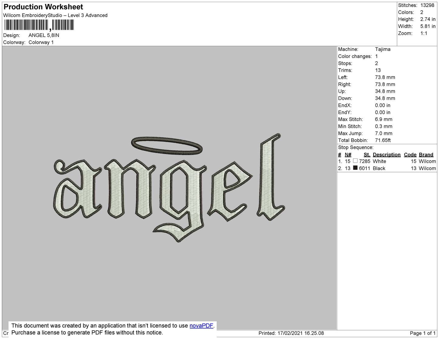 Angel v10 Embroidery Design Files - 4 Size's