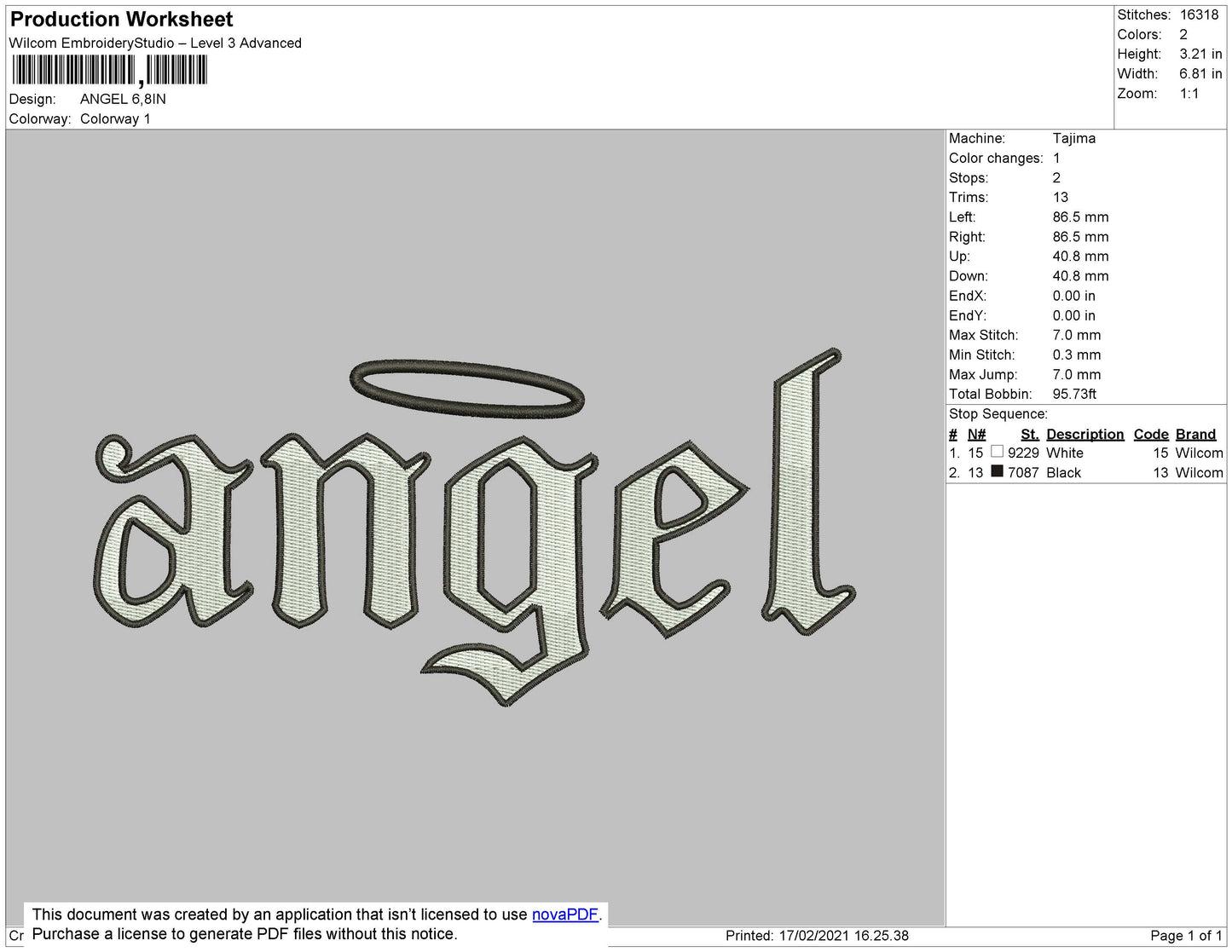 Angel v10 Embroidery Design Files - 4 Size's
