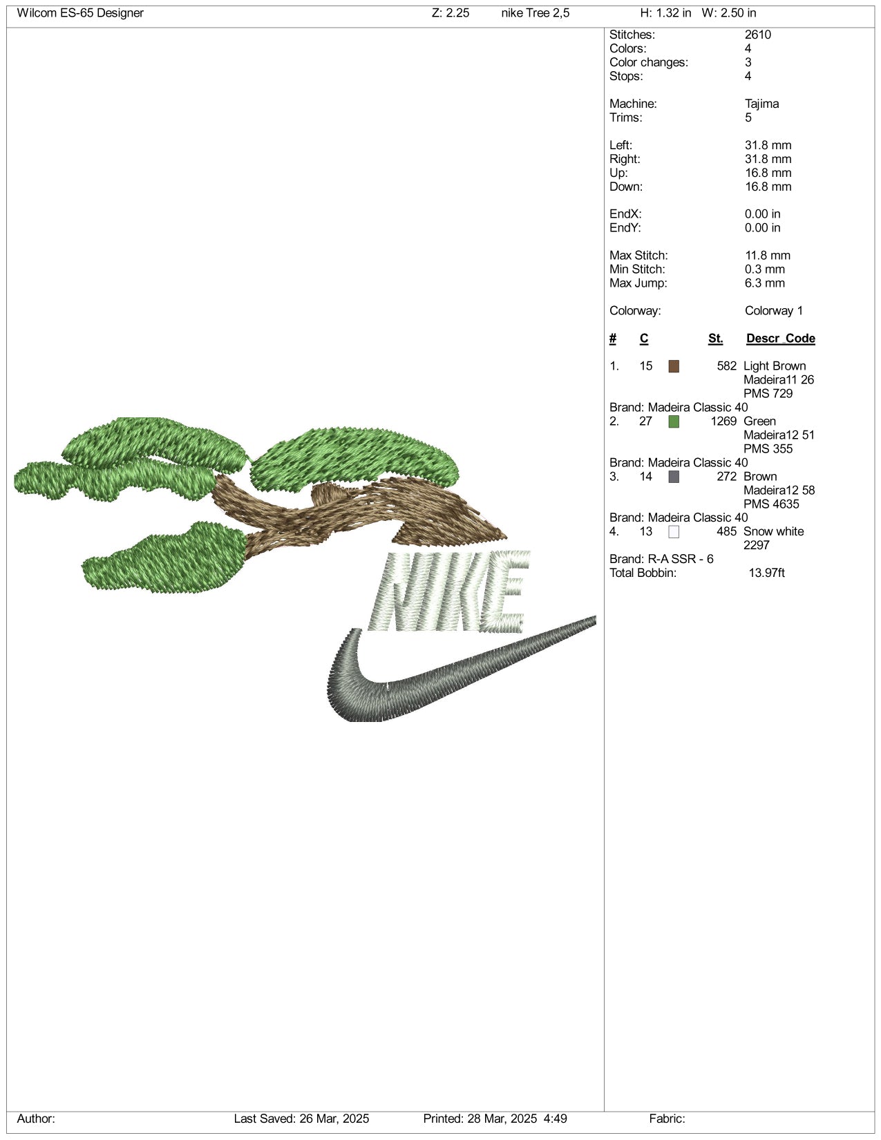 Nike Tree Embroidery Design Files - 4 Size's