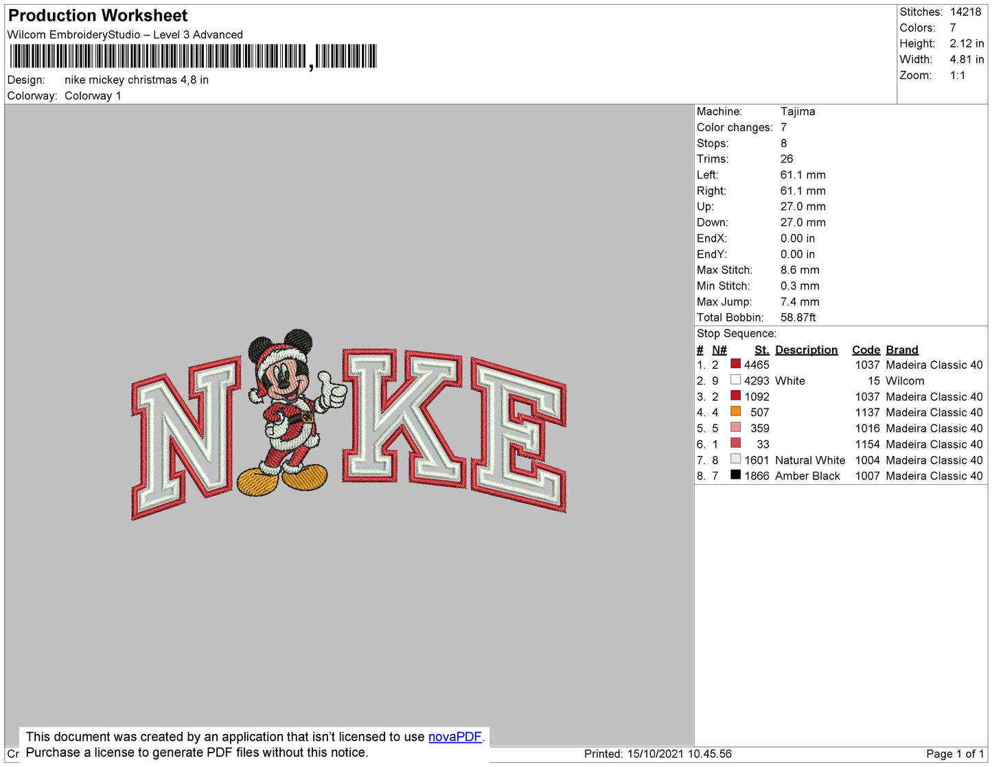 Nike Mickey Mouse v3 Embroidery Design Files - 4 Size's