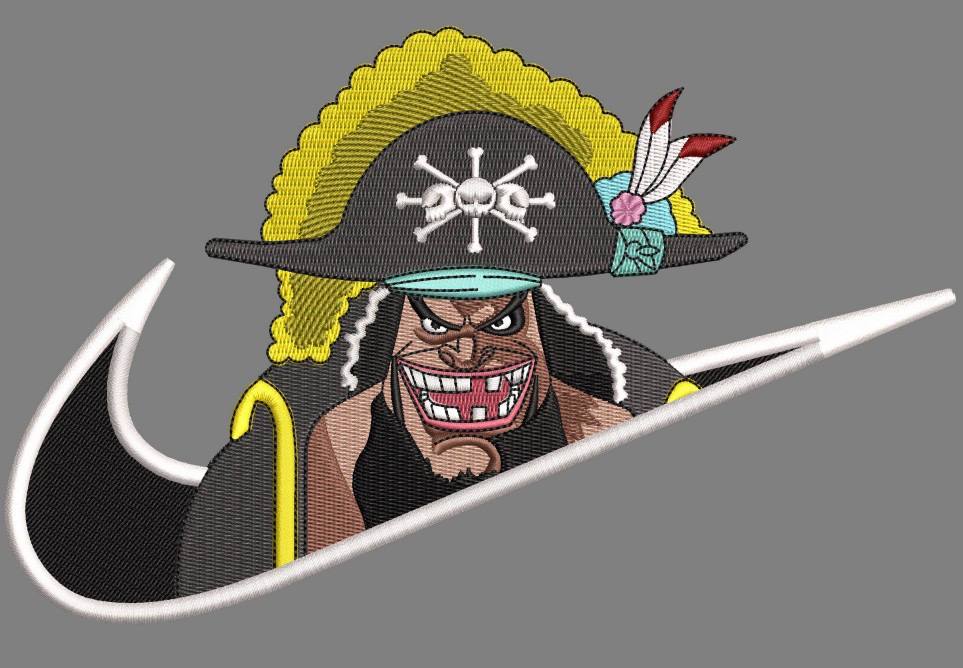 Blackbeard Swoosh Embroidery Design Files - 4 Size's