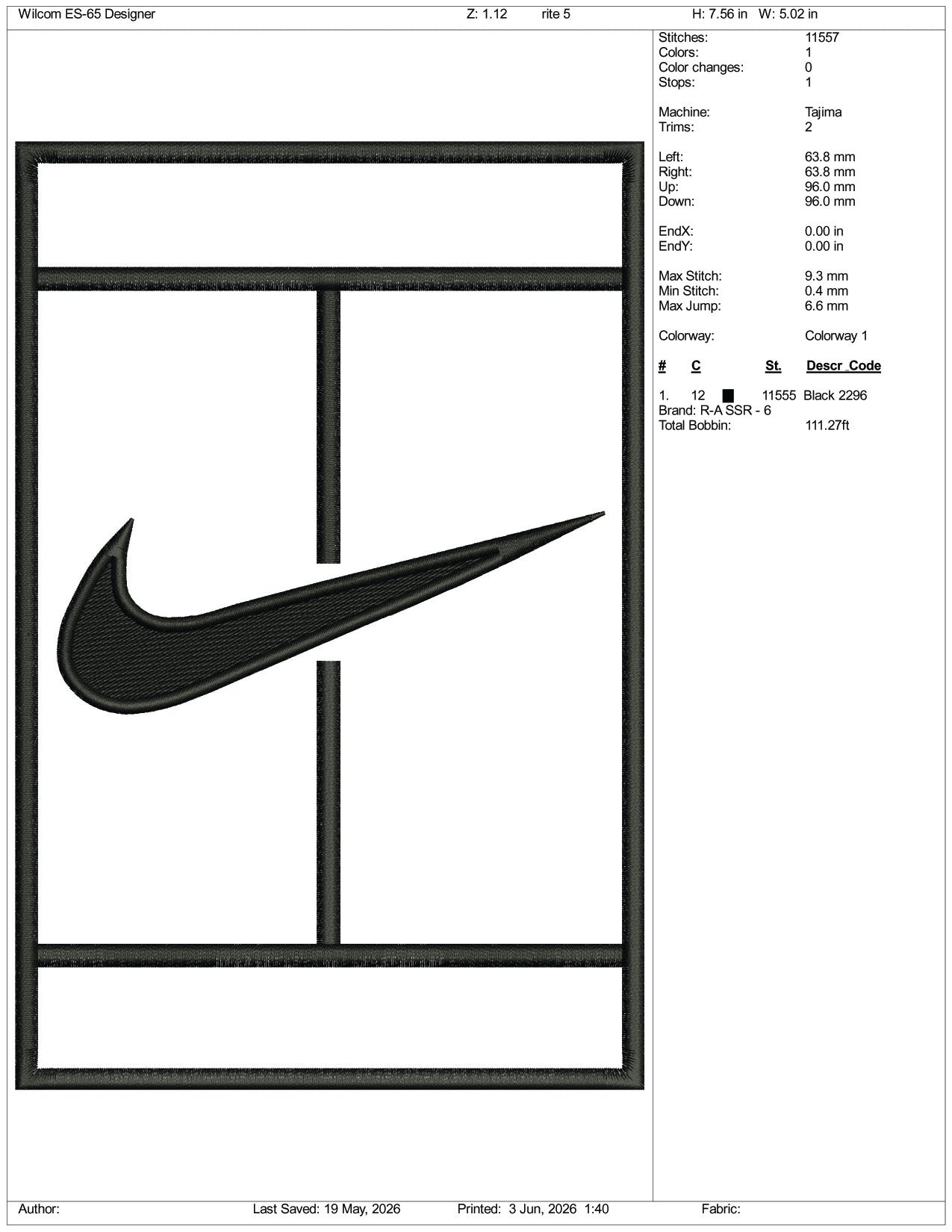 Nike Tennis v2 Logo Embroidery Design Files - 3 Size's