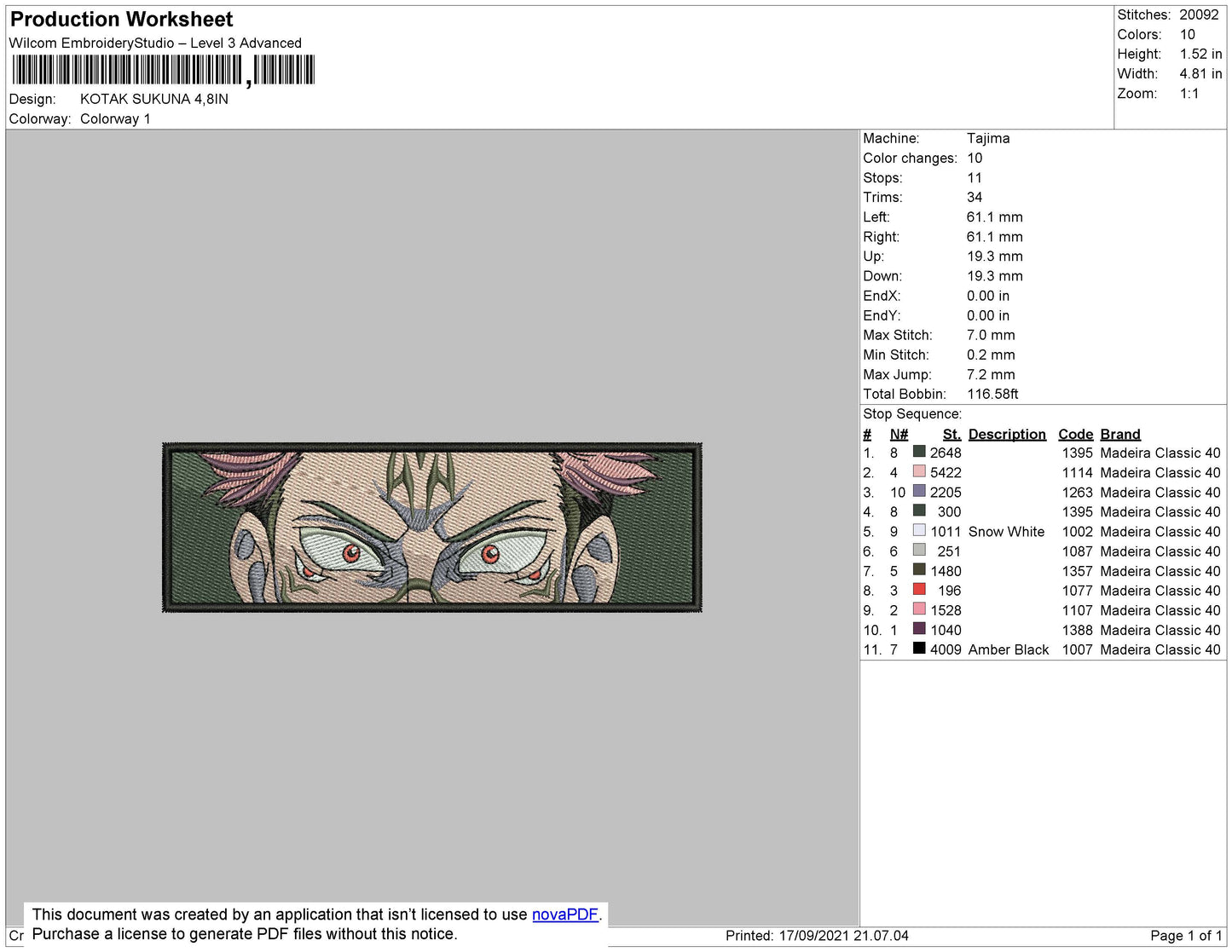 Ryomen Sukuna Eyes Embroidery Design Files - 4 Size's