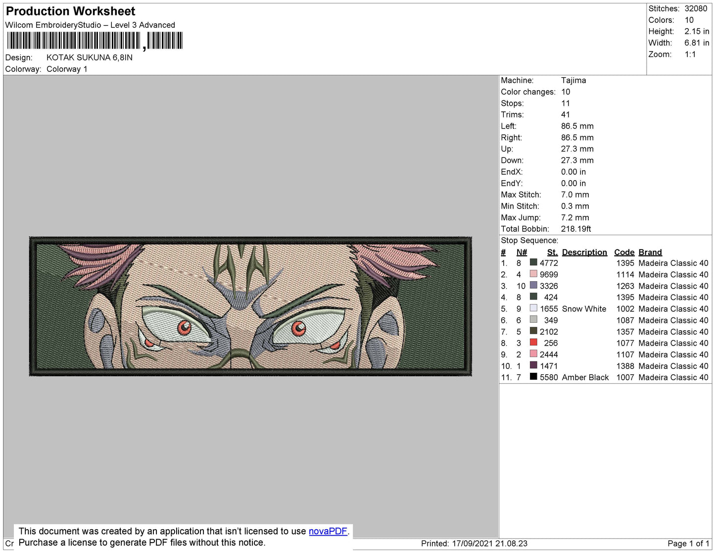 Ryomen Sukuna Eyes Embroidery Design Files - 4 Size's