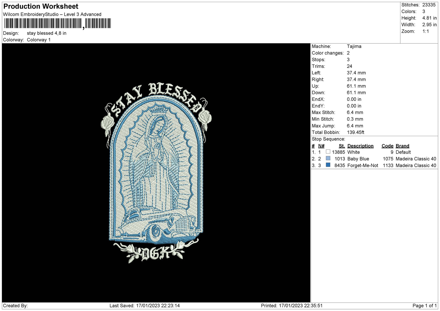 Stay Blessed Embroidery Design Files - 8 Size's
