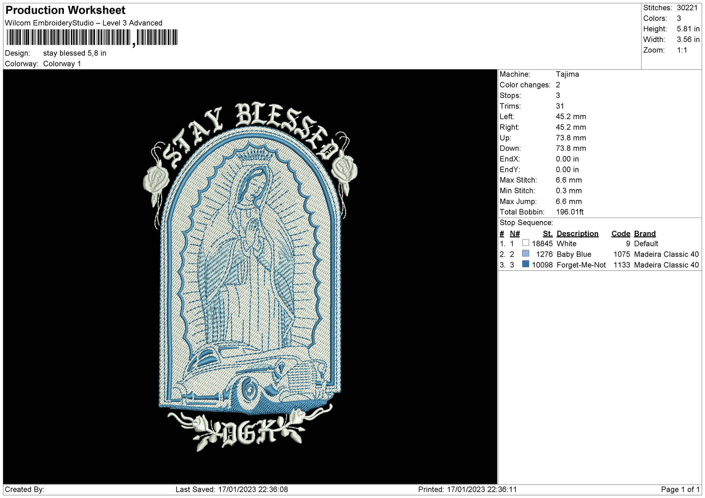 Stay Blessed Embroidery Design Files - 8 Size's