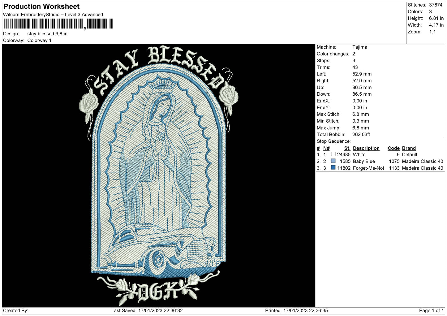 Stay Blessed Embroidery Design Files - 8 Size's