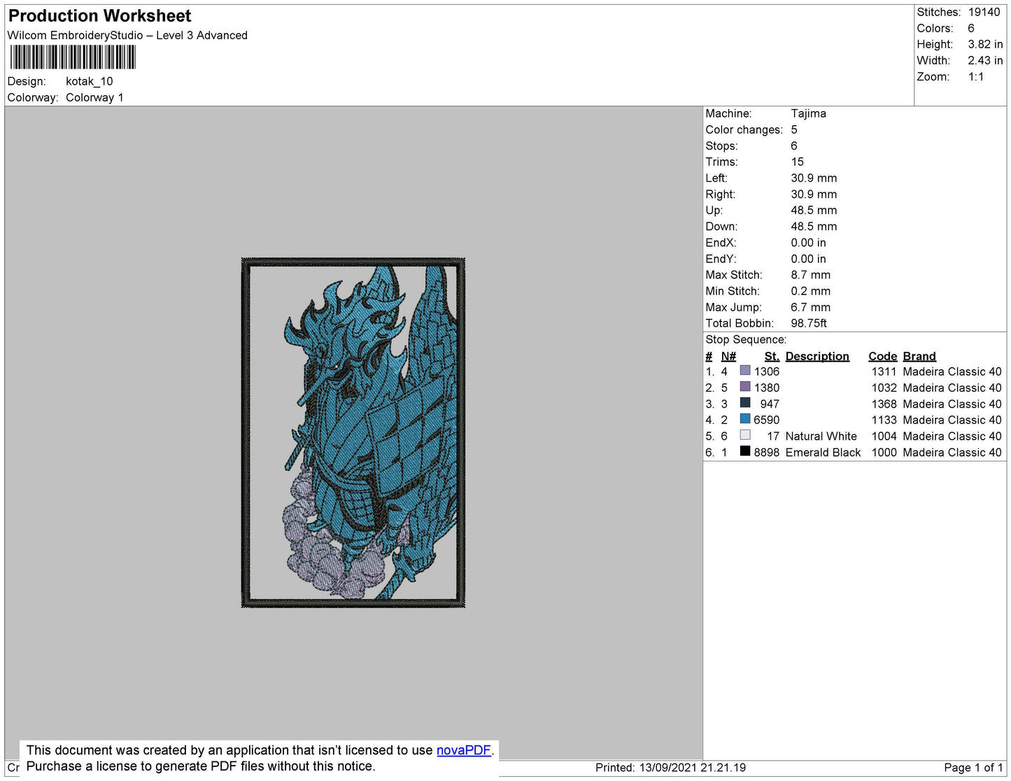 Susano Madara Embroidery Design Files - 4 Size's