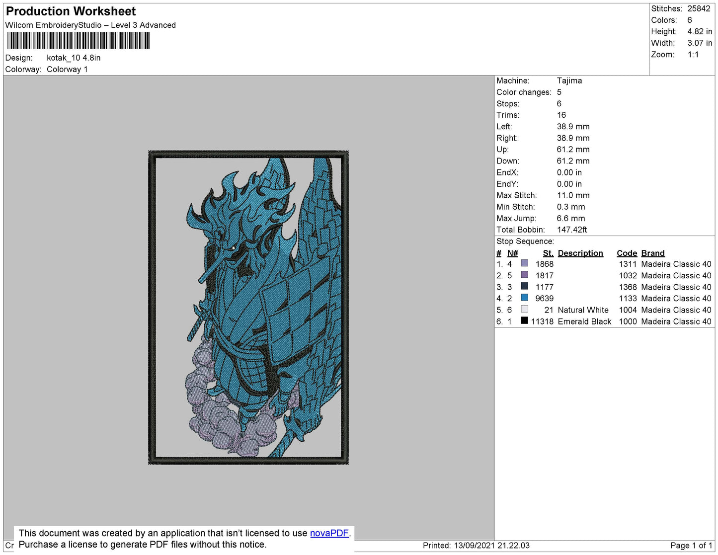 Susano Madara Embroidery Design Files - 4 Size's