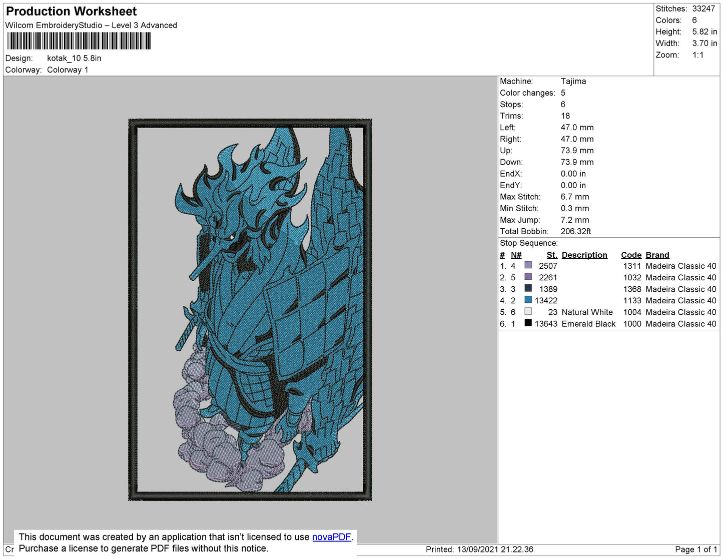Susano Madara Embroidery Design Files - 4 Size's