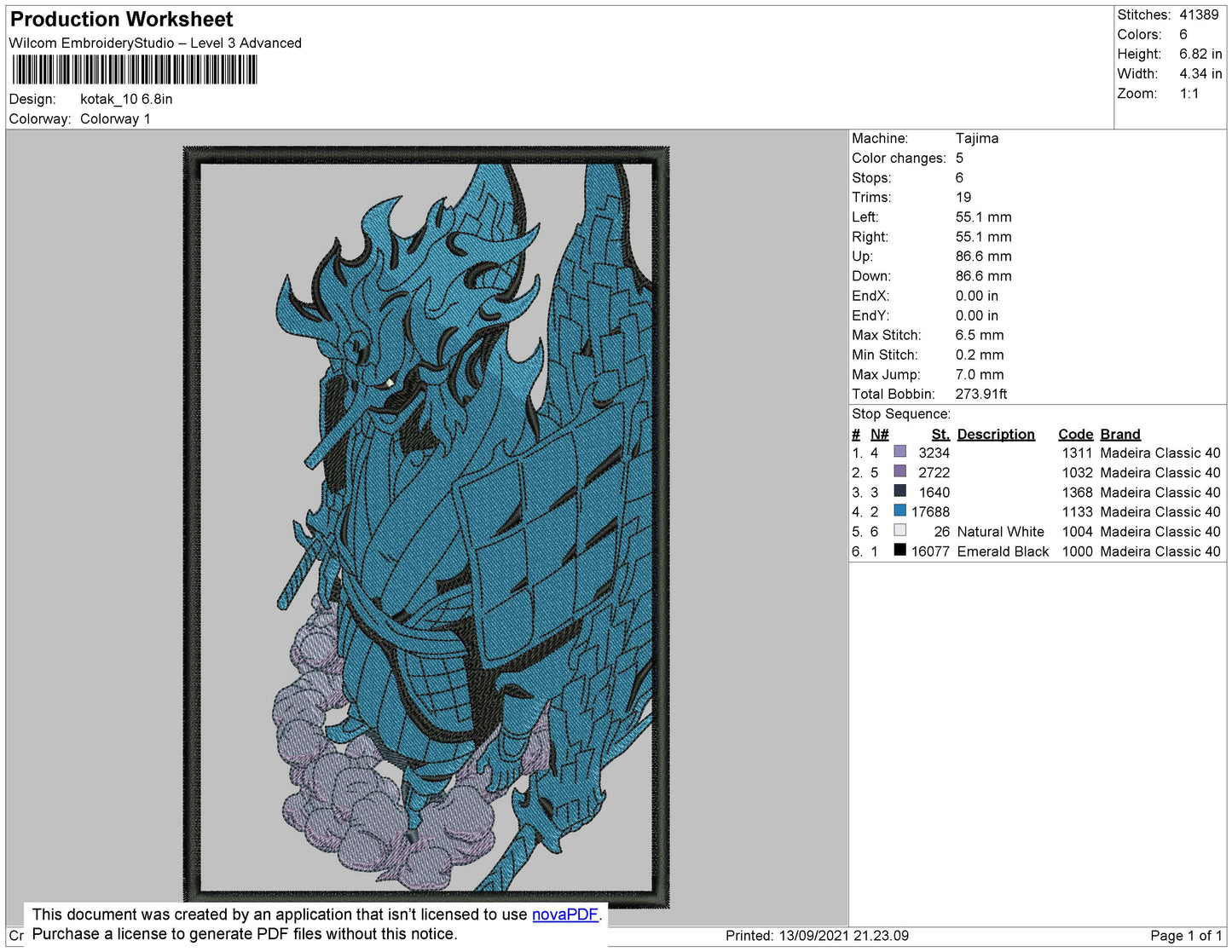 Susano Madara Embroidery Design Files - 4 Size's