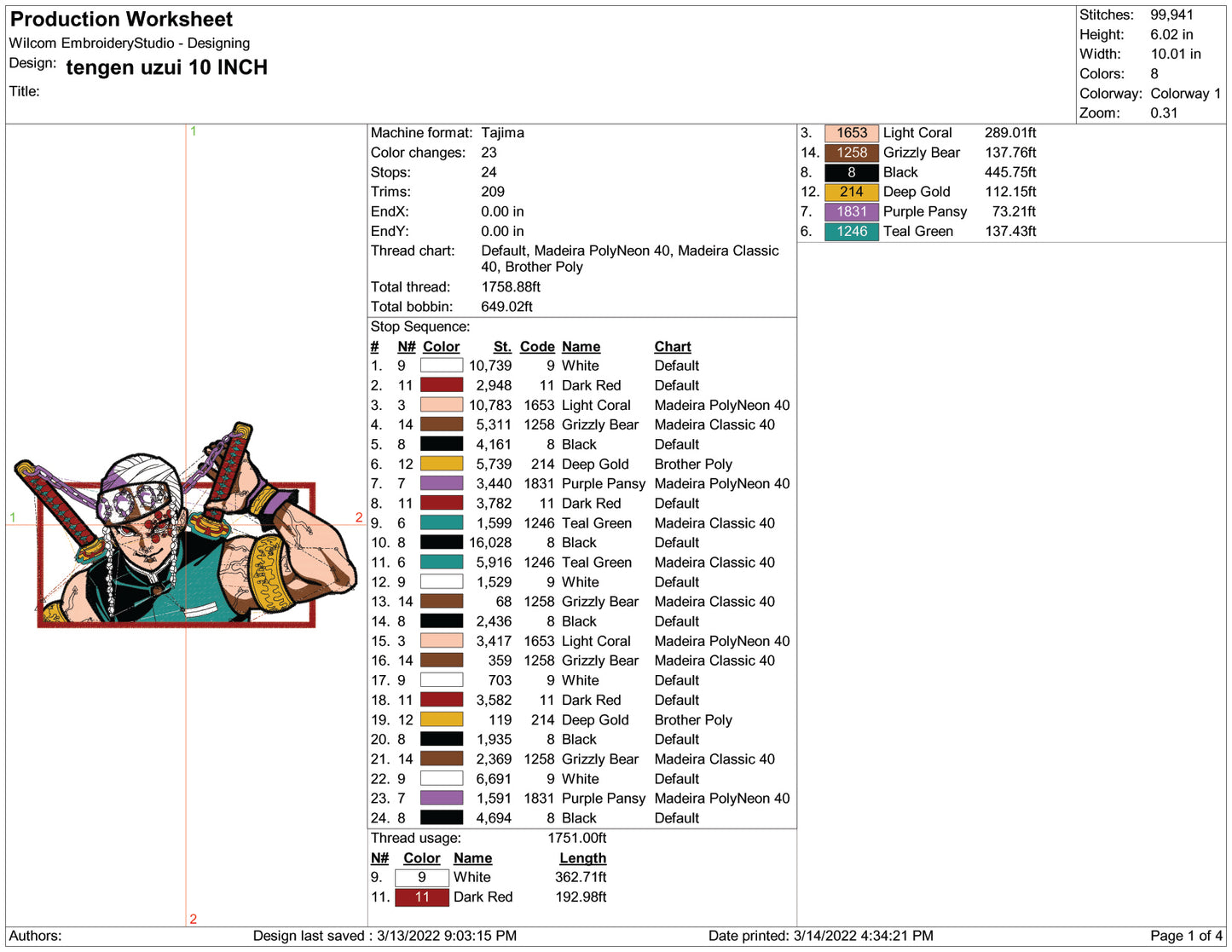 Tengen Uzui v4 Embroidery Design Files - 6 Size's