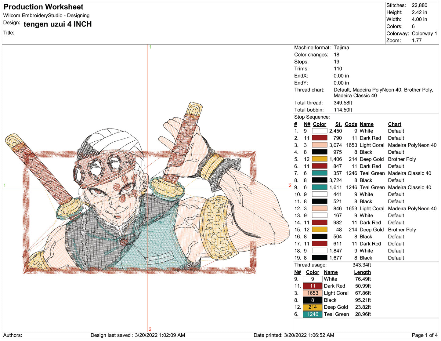 Tengen Uzui v4 Embroidery Design Files - 6 Size's