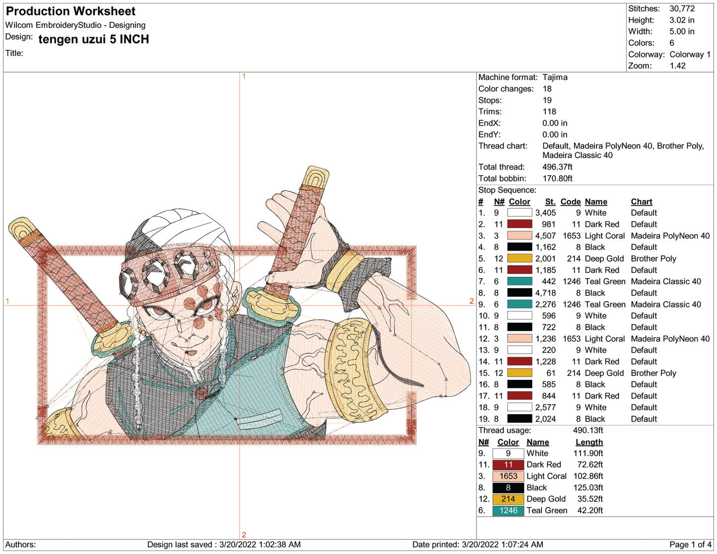 Tengen Uzui v4 Embroidery Design Files - 6 Size's