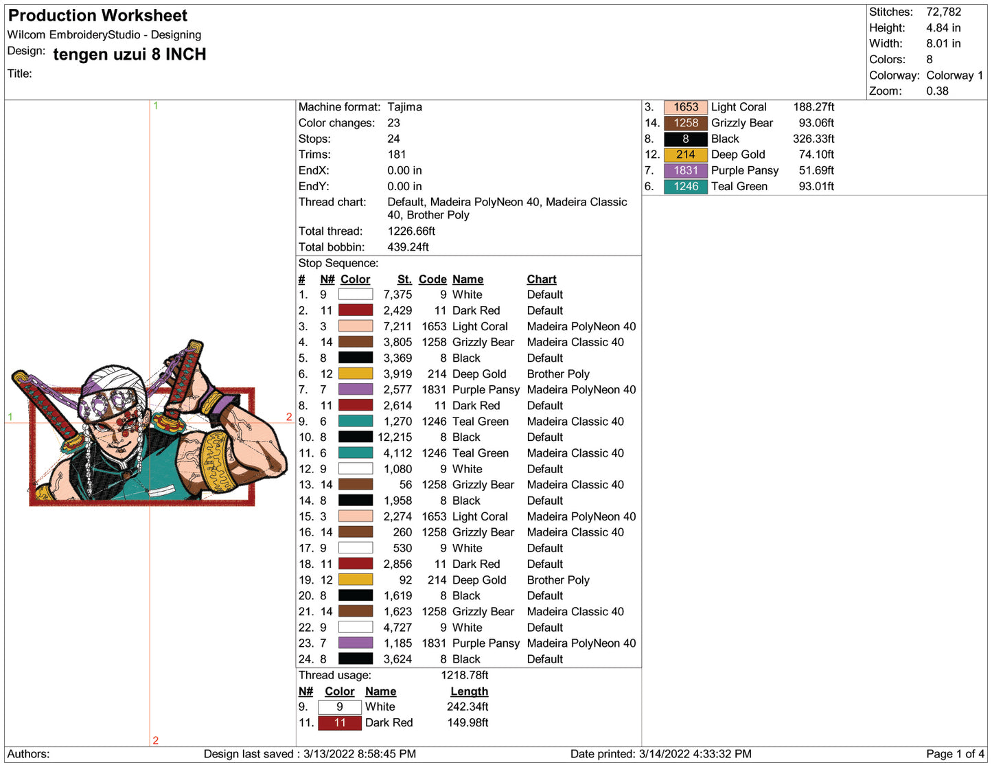 Tengen Uzui v4 Embroidery Design Files - 6 Size's