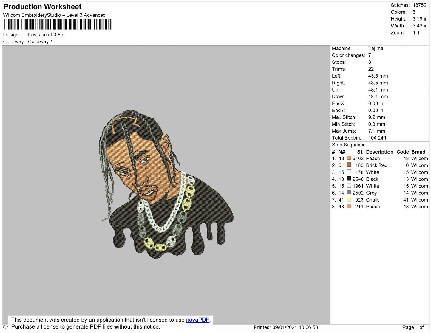 Travis Scott v2 Embroidery Design Files - 5 Size's