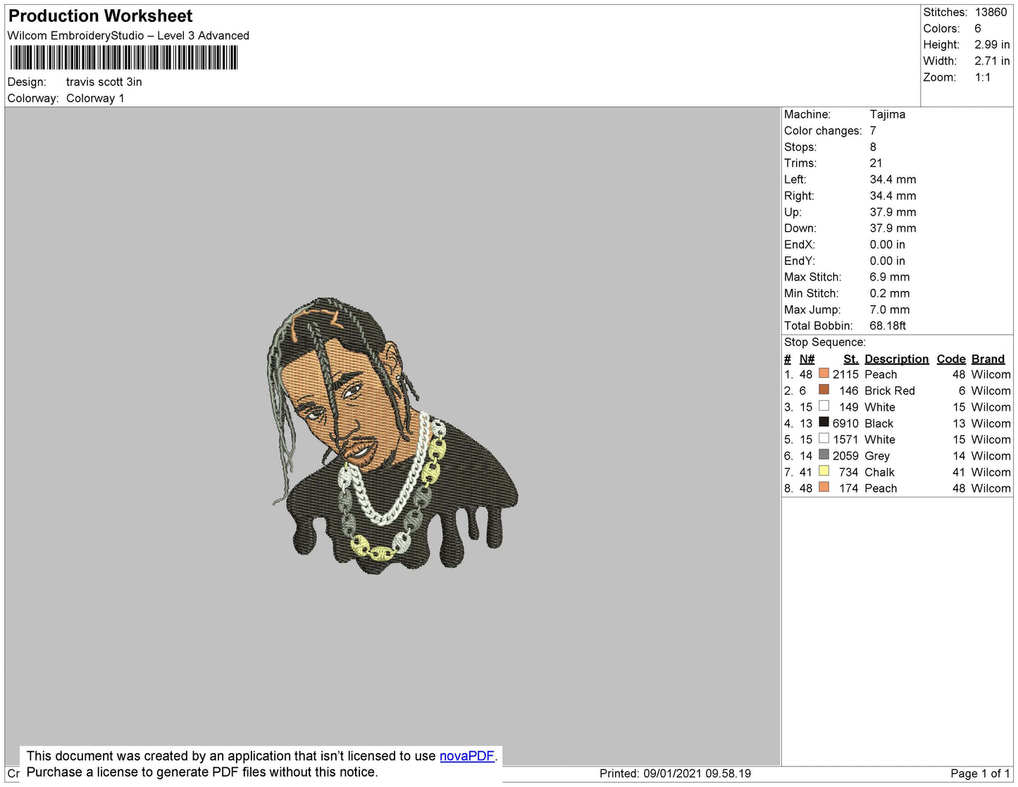 Travis Scott v2 Embroidery Design Files - 5 Size's
