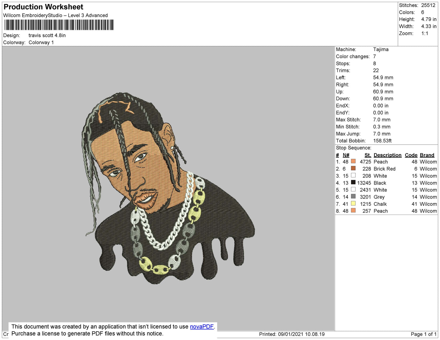 Travis Scott v2 Embroidery Design Files - 5 Size's