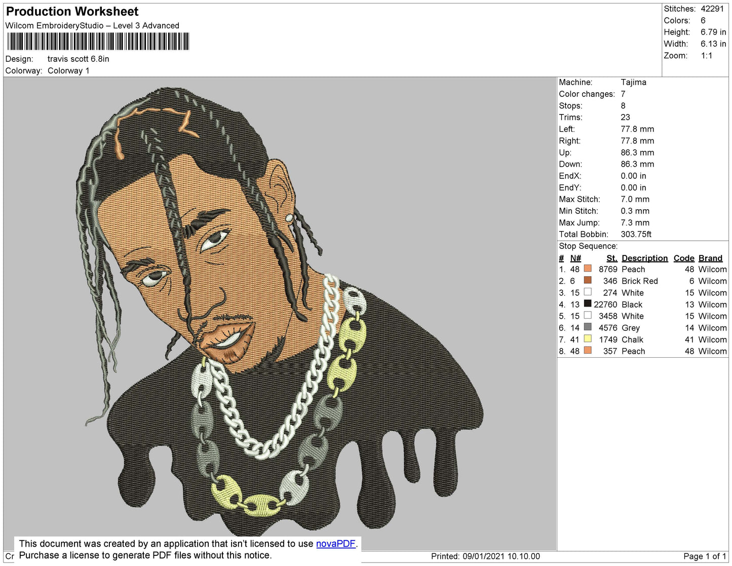 Travis Scott v2 Embroidery Design Files - 5 Size's