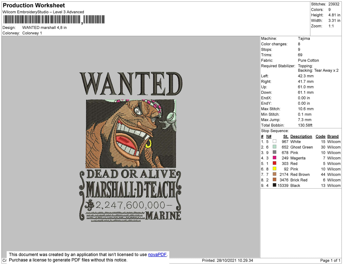 Wanted Dead Or Alive Embroidery Design Files - 4 Size's