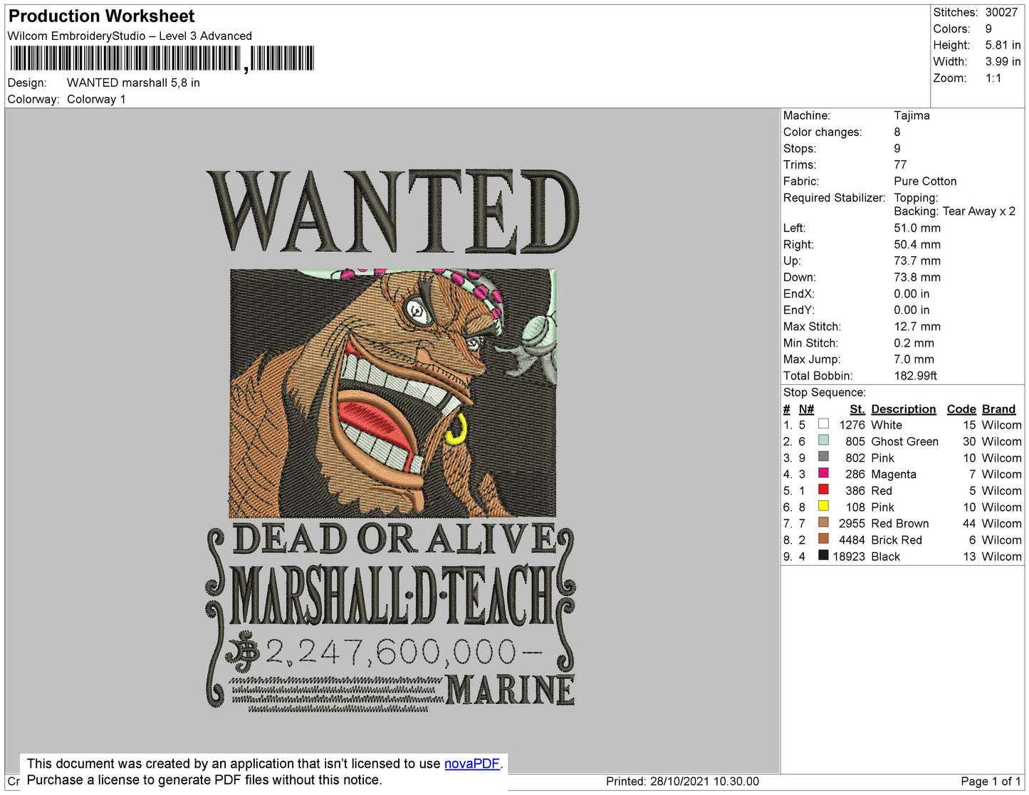 Wanted Dead Or Alive Embroidery Design Files - 4 Size's