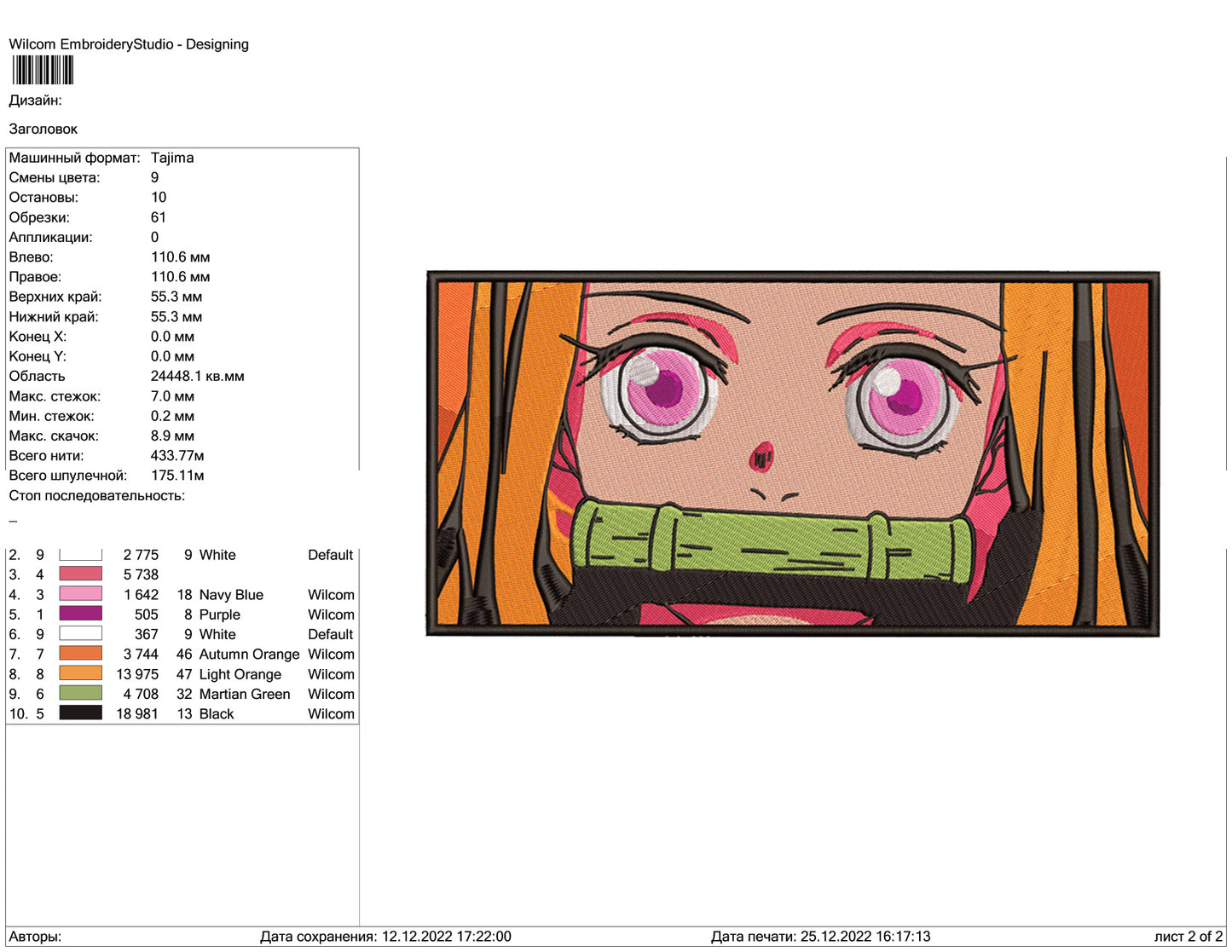 Nezuko Kamado v7 Embroidery Design Files - 1 Size