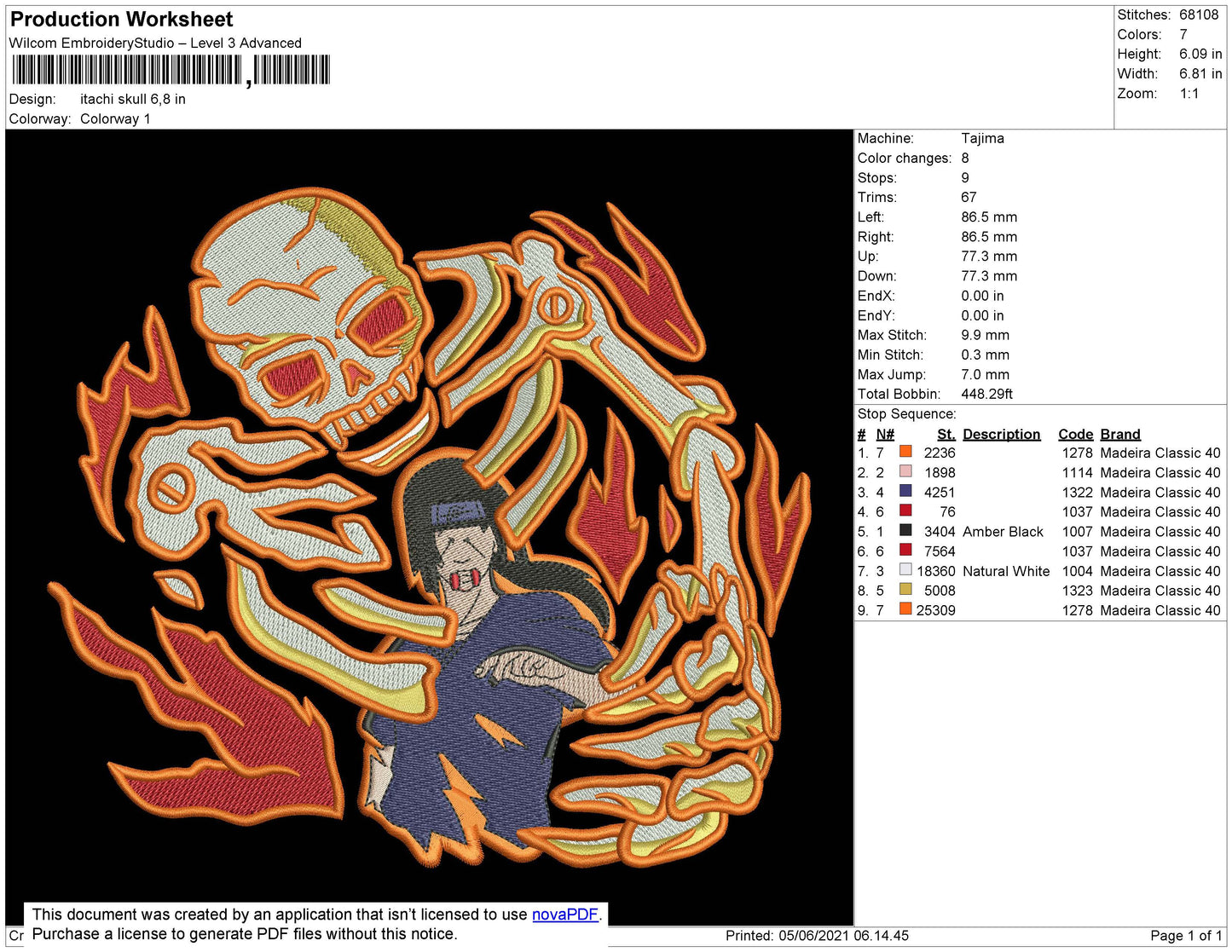 Itachi Susanoo Skull Embroidery Design Files - 4 Size's