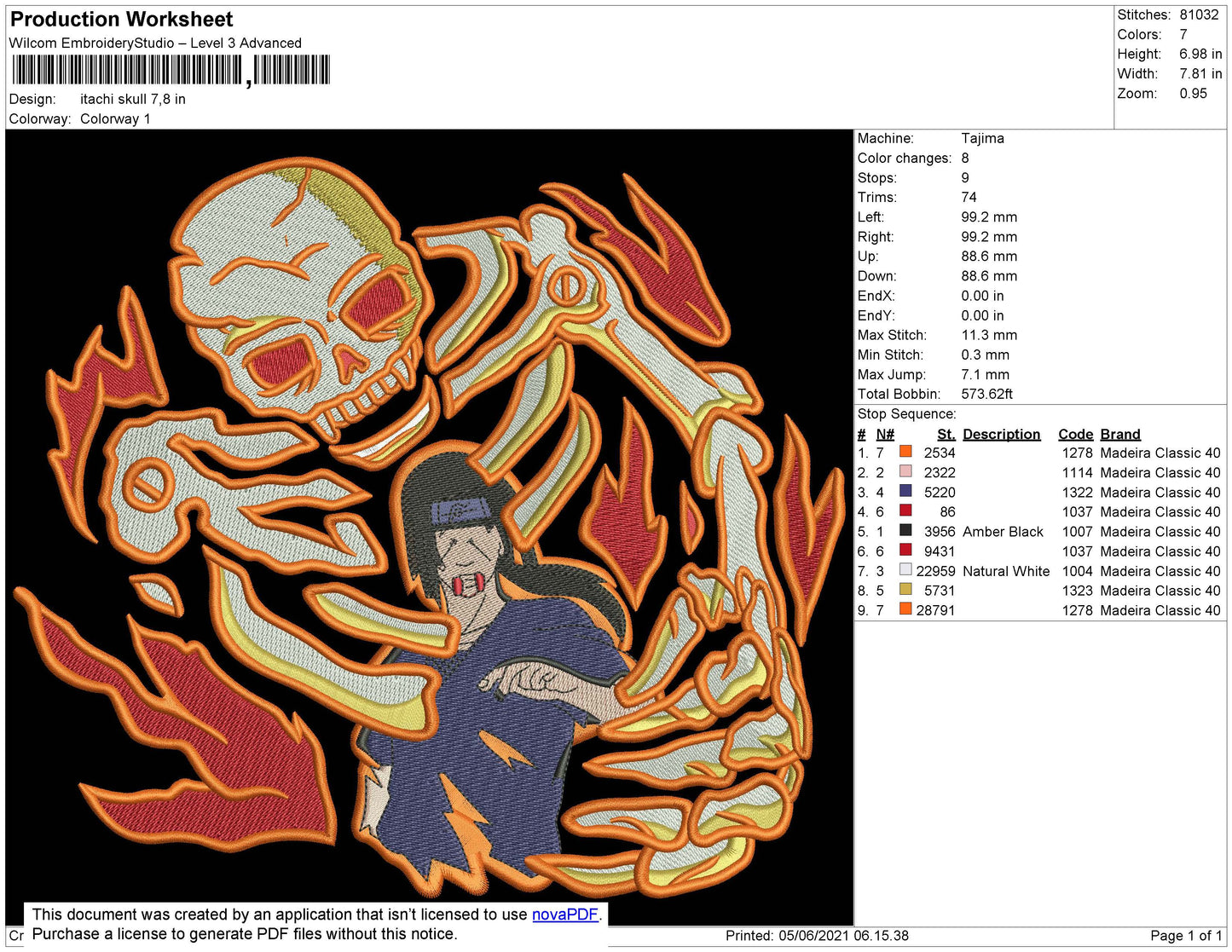 Itachi Susanoo Skull Embroidery Design Files - 4 Size's