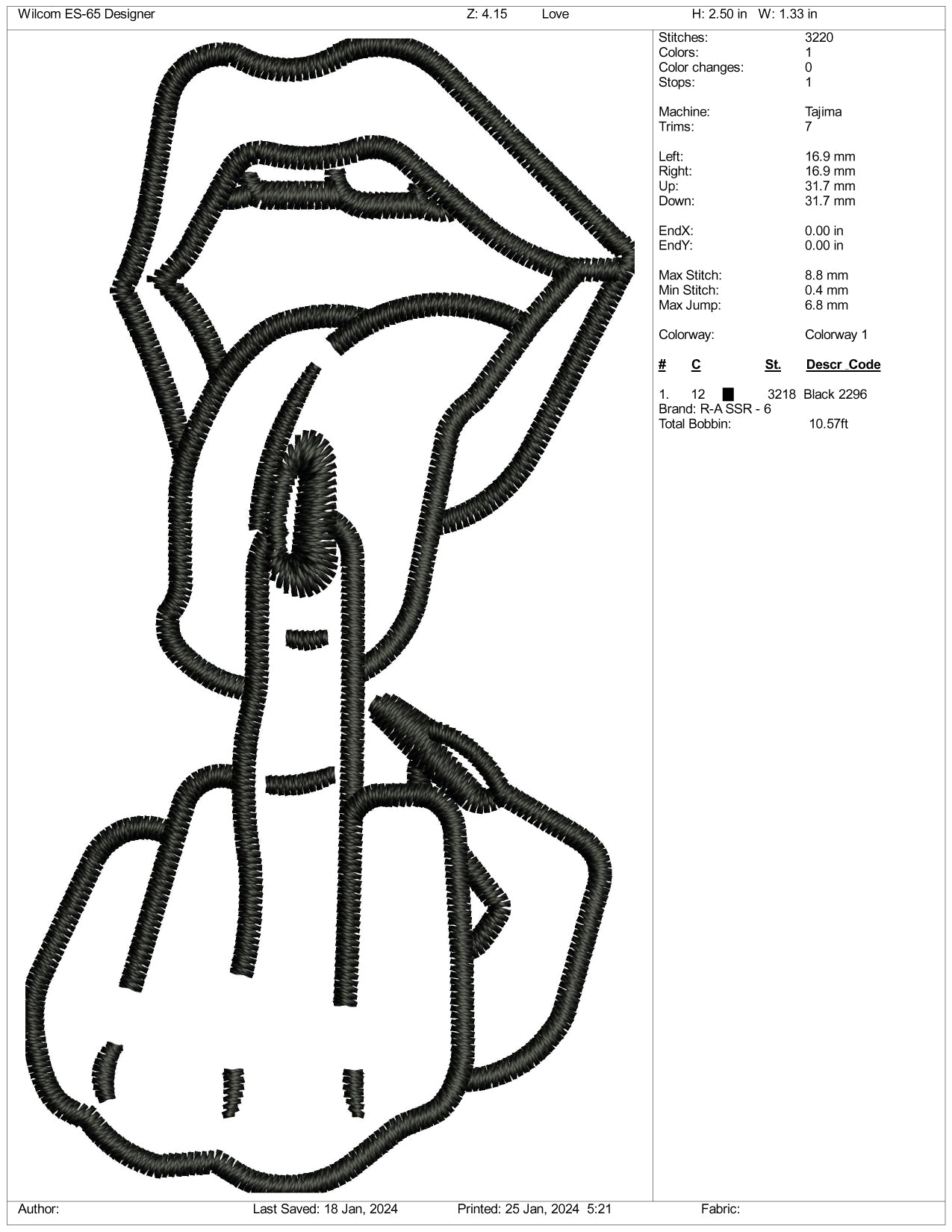 Middle Finger Embroidery Design Files - 3 Size's