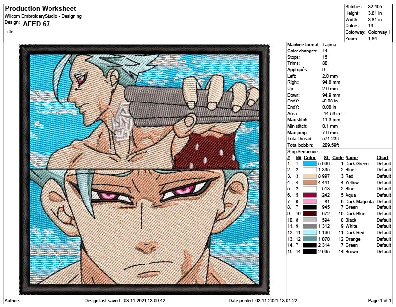 Eustass Kid Embroidery Design Files - 5 Sizes