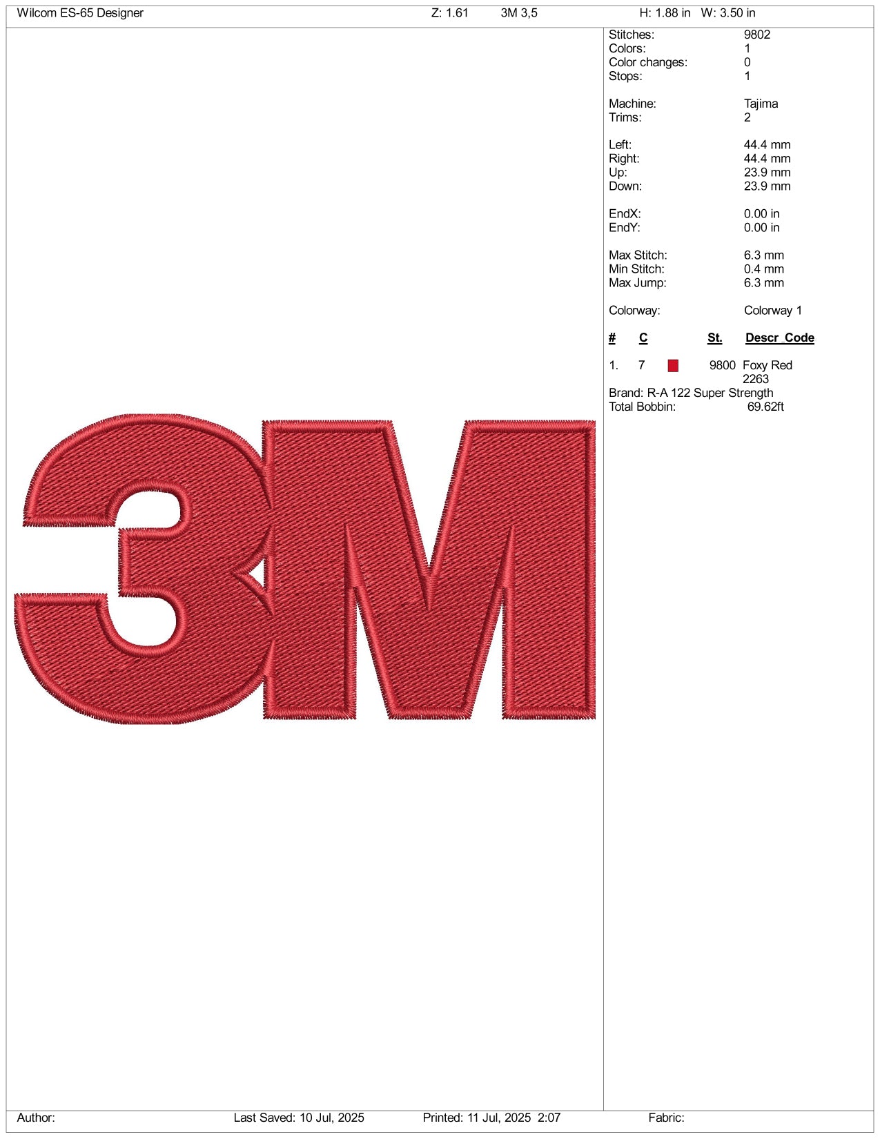 3M Logo Embroidery Design Files - 3 Size's
